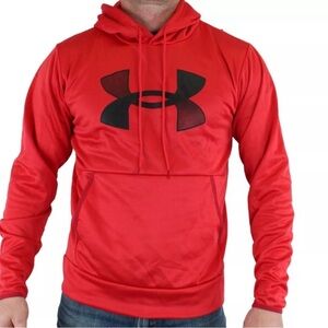 Under Armour Hooded Sweatshirt Men's Hoodie Big Logo coldgear Pullover Large Red